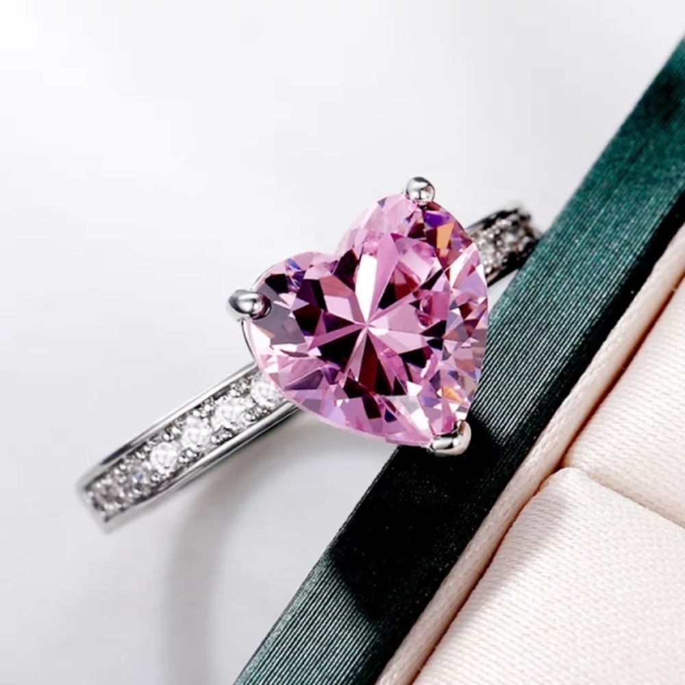 Elegant Pink Heart Ring
